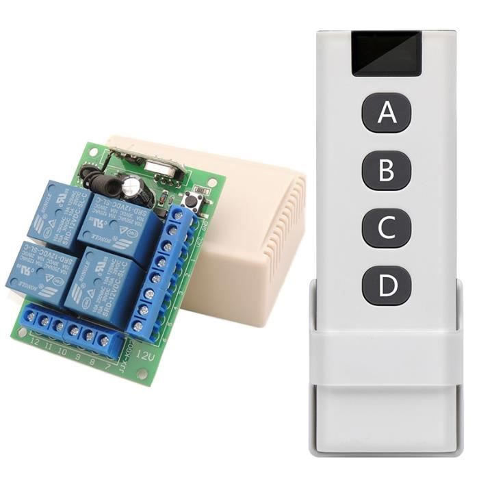 QIACHIP Commutateur Télécommande 4CH DC 12V 24V 433MHz - 4 Émetteurs Pour Porte Garage, Serrure, Moteur