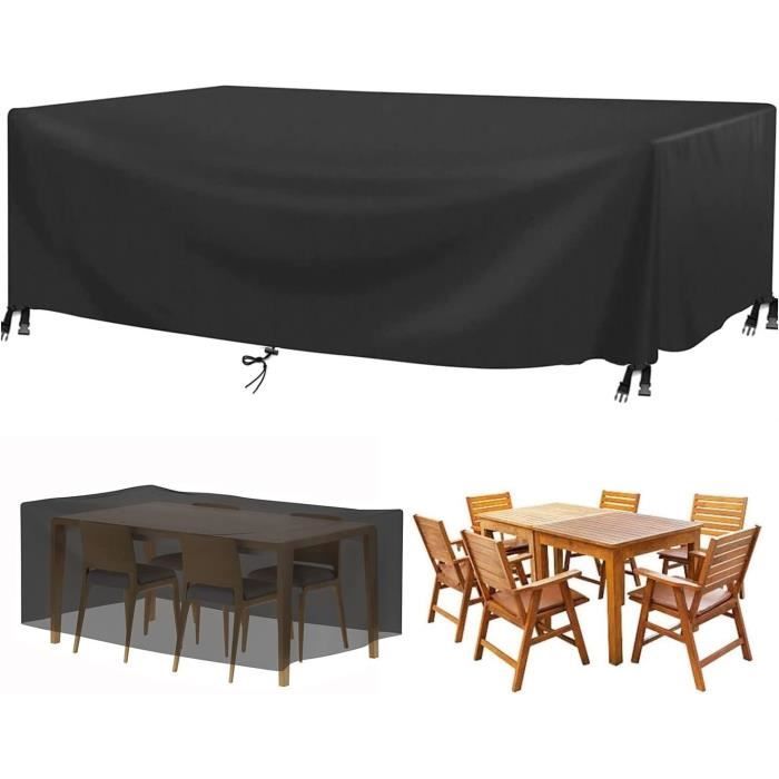 Housse De Table De Jardin 200x120x75 Cm - Imperméable, Anti-UV, Coupe-Vent - Avec Corde De Serrage