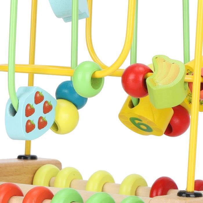 Labyrinthe de Perles en Bois Cube d'Activité Fruits Glissoire Abaque Jouet Éducatif pour Tout-Petits Labyrinthe de Perles en Bois Cube d'Activité Fruits Glissoire Abaque Jouet Éducatif pour Tout-Petits