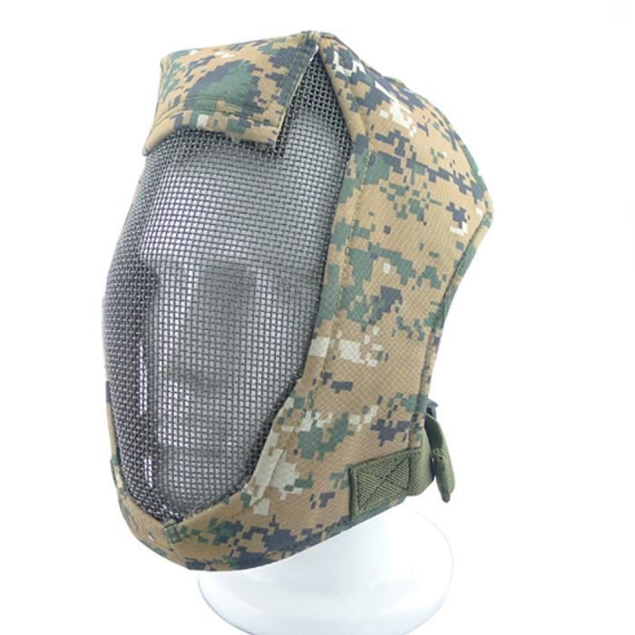 Masque Airsoft Maille Métallique – Demi-visage – Multicam Black – Protection Paintball