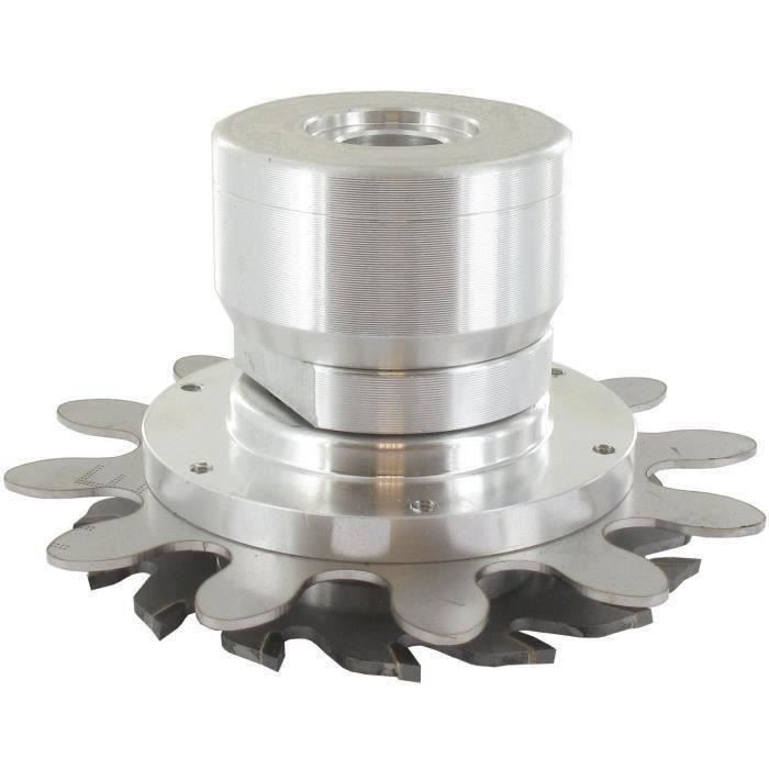 Tëte aluminium avec 1 lame pointe carbures 16 dents Ø 100mm et parre-pierre à rotation libre, pour t
