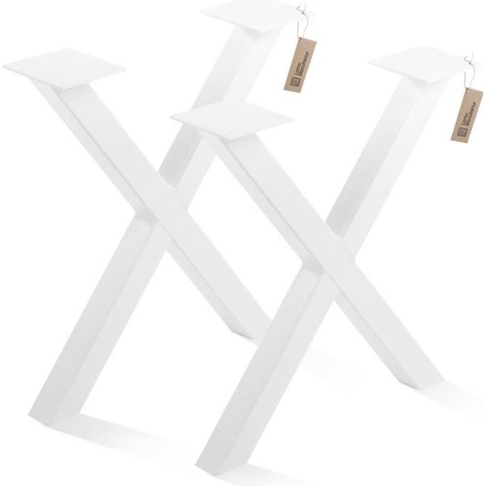 LAMO MANUFAKTUR Lot de 2 pieds de table basse - profil 40x40mm - 30x43cm (Lxh) - métal - industriel - blanc
