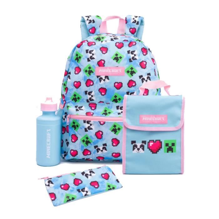 Ensemble Sac à Dos Minecraft TNT 3 Pièces - Sac à Dos, Sac à Déjeuner Et Trousse - Vert - Officiel
