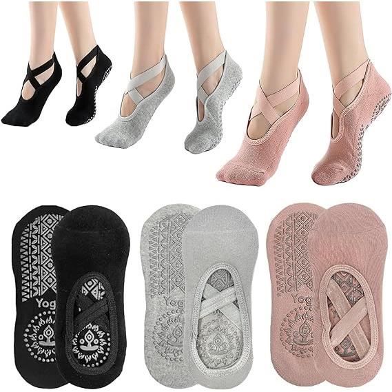2 Paires De Chaussettes Antidérapantes Pour Yoga Et Pilates - Femmes - Taille Unique (UK 4-7) - Confortables Et Stables