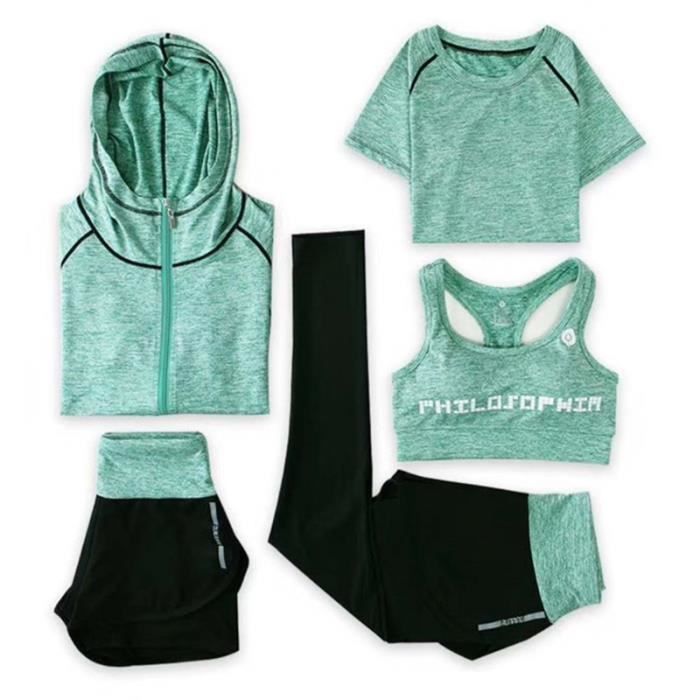 Ensemble de vêtements de sport femmes - Yoga - 5 pièces - Séchage rapide