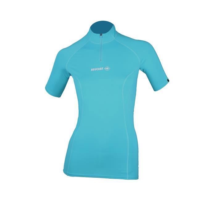 Veste de plongée rashguard Atoll femme - Beuchat - Lycra (UPF 50+) - Manches courtes - Bleu atoll