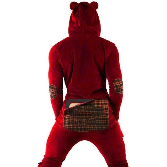 Pyjama Homme long Pyjama Sexy en velours pour hommes combinaison manches longues avec oreilles d ours bouton ouvert fesses gre Cdiscount Boutique Erotique