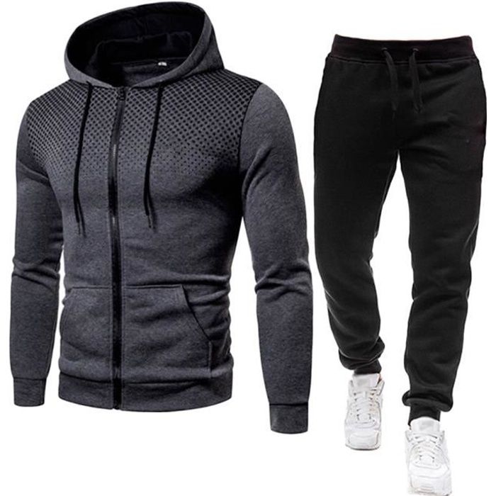 Survêtement Homme Ensemble à Capuche et Pantalon de Sport Jogging  Survêtement Deux Pièces Sport Ensemble,Blanc2 Blanc2 - Cdiscount  Prêt-à-Porter