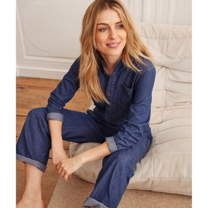 GRAIN DE MALICE Combinaison en jean femme Bleu jean Cdiscount