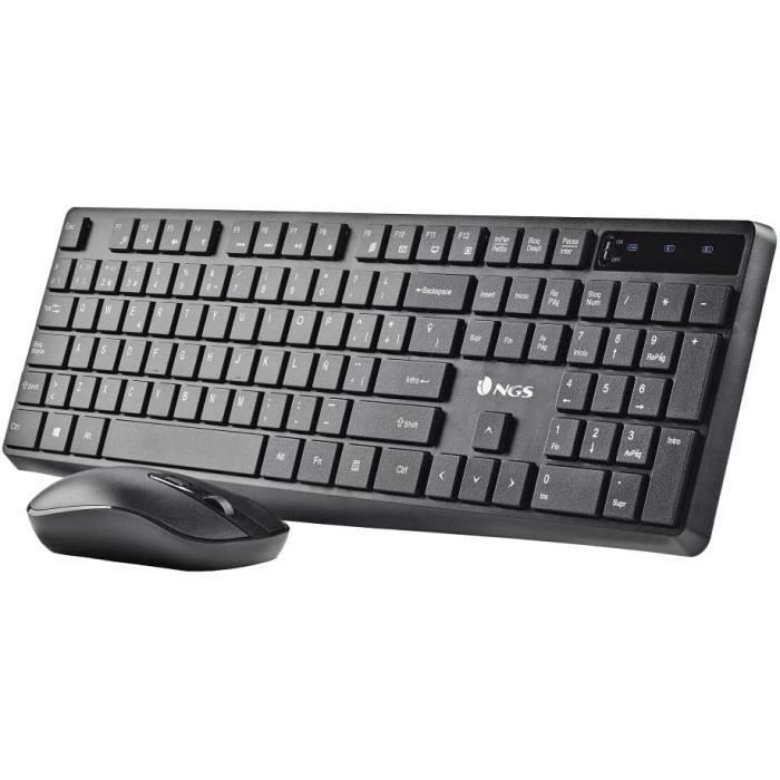 Kit NGS Spell Kit Clavier Souris Sans Fil NGS Spell - Bluetooth 4.0 Et USB - AZERTY Français - Multi-appareils - 2400dpi - Noir Kit Clavier Bluetooth