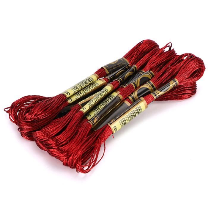 Omabeta Fil à broder 24Pcs Fil de Point de Croix Fil Tressé Brillant à Broder Rouge Fils Faits à