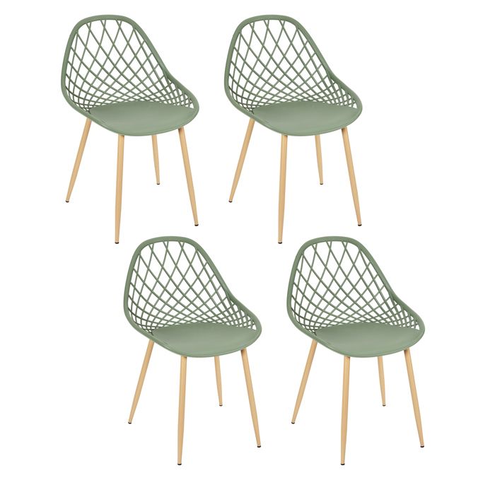 Lot de 4 Chaises - HOME DECO FACTORY - Malaga - Modernes - Légères - Vert