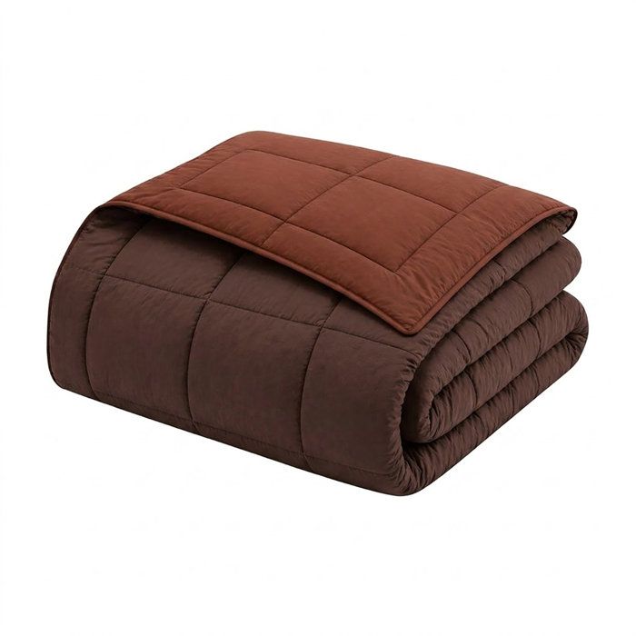 CALGARY - Couette Chaude Microfibre 400gr/m² - Choco & Moka - 200 x 200 cm