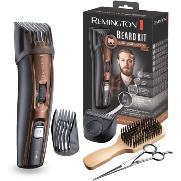 Tondeuse Barbe Beard Kit REMINGTON - Lames Titanium Auto-Affûtées - Sabots Ajustables - Batterie Lithium
