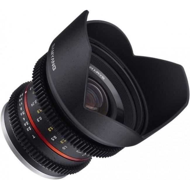 Objectif grand angle Samyang 12mm T2.2 CINE pour Sony E - Ouverture T2.2 - Poids 250g