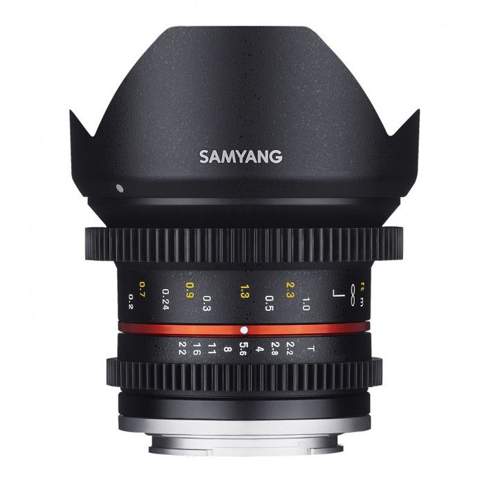 Objectif grand angle Samyang 12mm T2.2 CINE pour Sony E - Ouverture T2.2 - Poids 250g