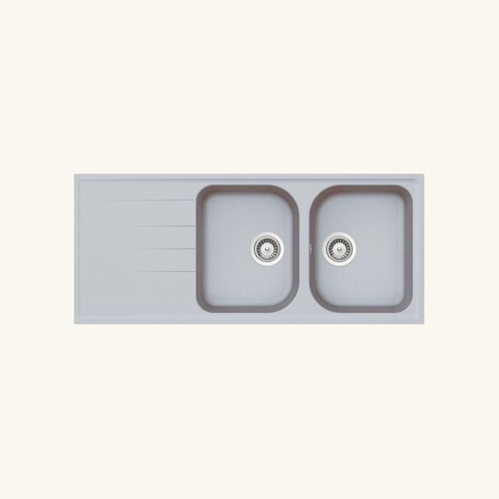 Évier granit gris Schock VIOLA 2 bacs 1 égouttoir 500x1160 Évier granit gris Schock VIOLA 2 bacs 1 égouttoir 500x1160