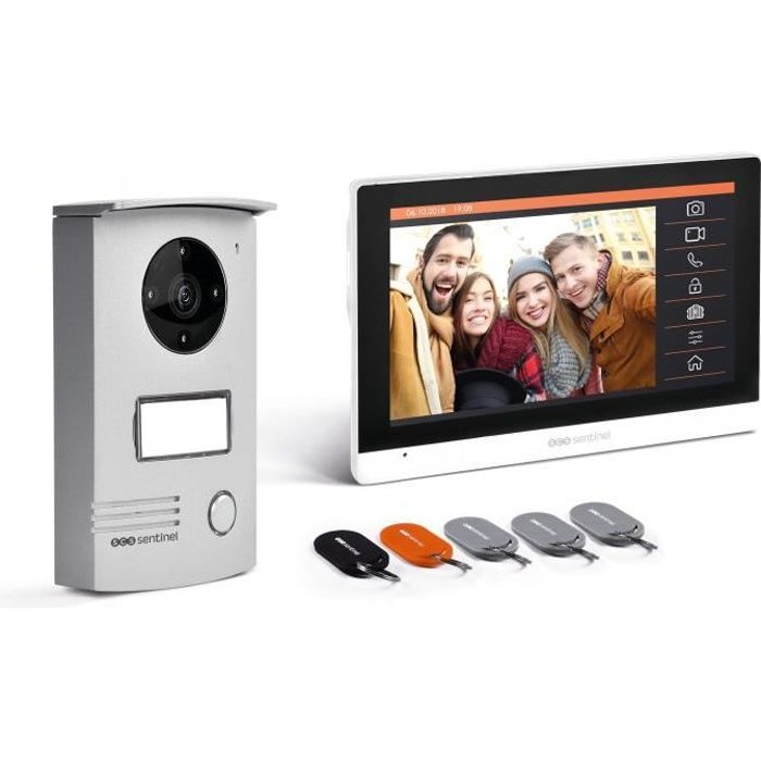 Interphone vidéo filaire avec badges SCS SENTINEL VisioDoor 7+ RFID - écran tactile 7\