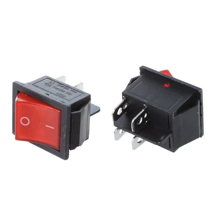 9 Interrupteurs à Bascule DPST Rouge ON-OFF – 4 Broches, 16A/250V, Pour Bateau Ou Usage Général