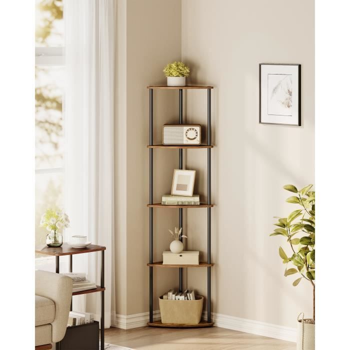 Étagère échelle à 5 Niveaux Assemblage Ultra-rapide sans Outils Toolless 383 x 27 x 139 cm Marron Rustique