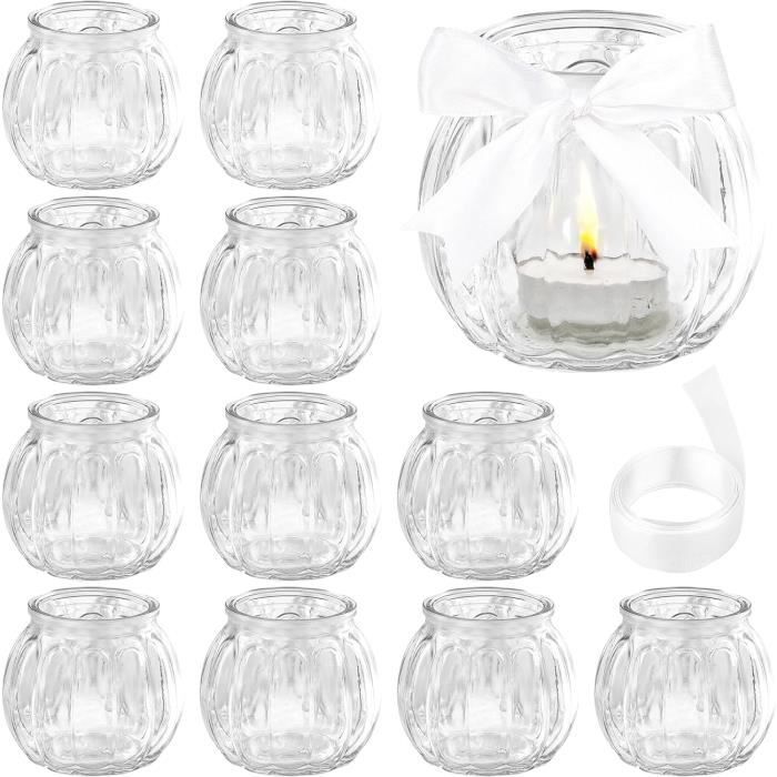 Lot De 12 Photophore Bougie, Photophores En Verre Pour Bougie Chauffe-Plat, Photophore Pour