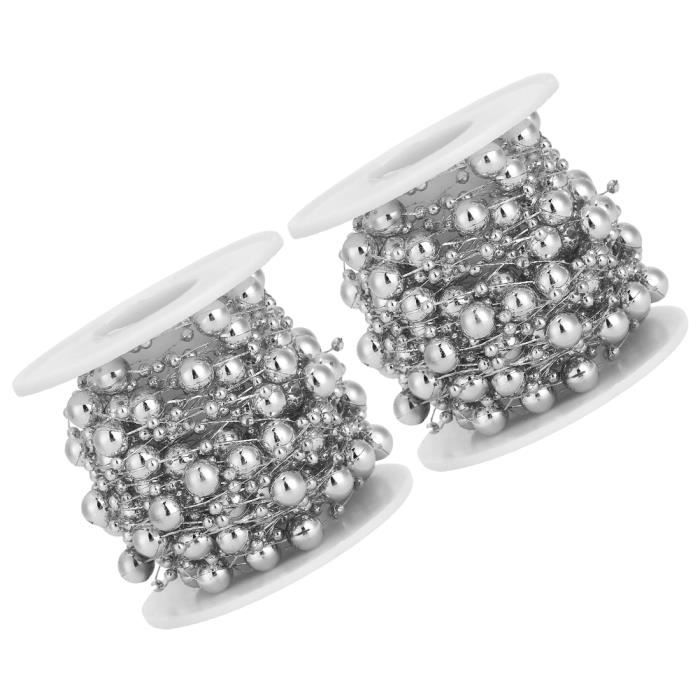 Guirlande De Perles Décoratives Noel 10m, Couleur Blanc Neige. | Leroy