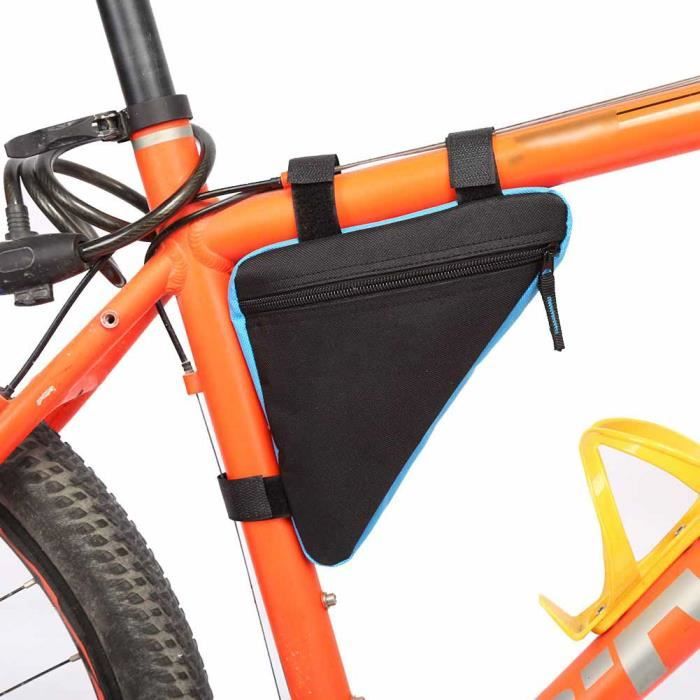 QitinDasen 2 Pièces Sacs Triangle Vélo - Sac De Cadre Étanche Avec Bandes Réfléchissantes, Noir