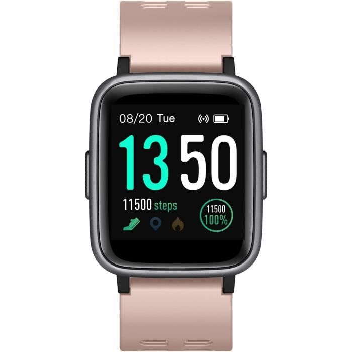 Montre connectée avec écran couleur et fréquence cardiaque, Hiky