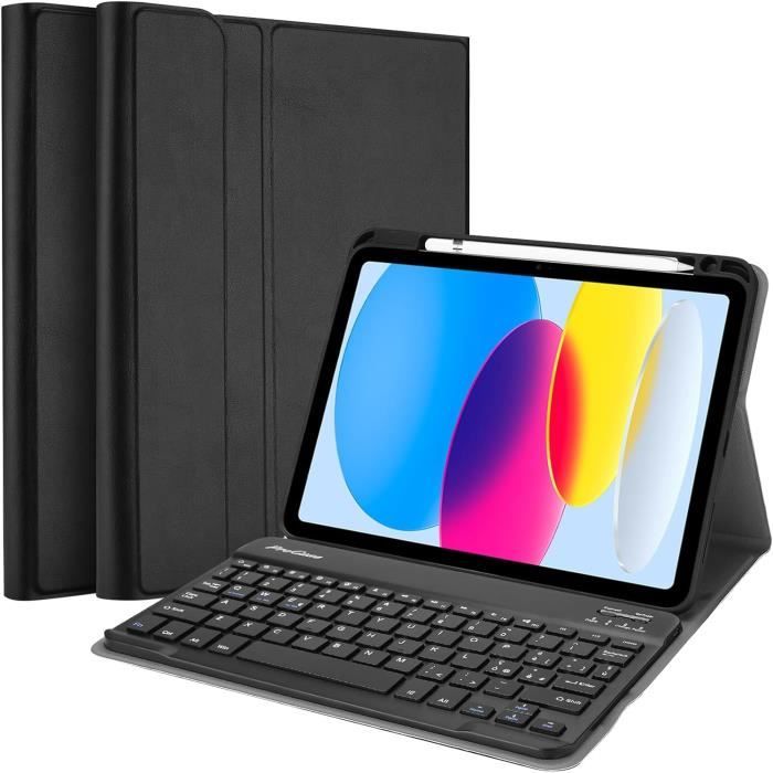 Étui Avec Clavier AZERTY Navitech Pour Tablette 10.6 Pouces, Universel, Cuir Noir, Lavable