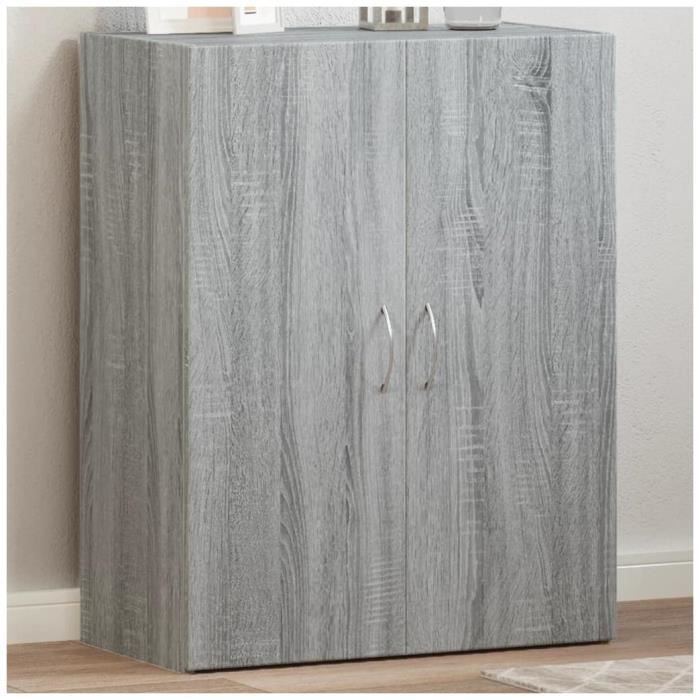 Armoire de classement - V GEBY - AF139 - Bois dingénierie - Sonoma gris - 60x32x775 cm