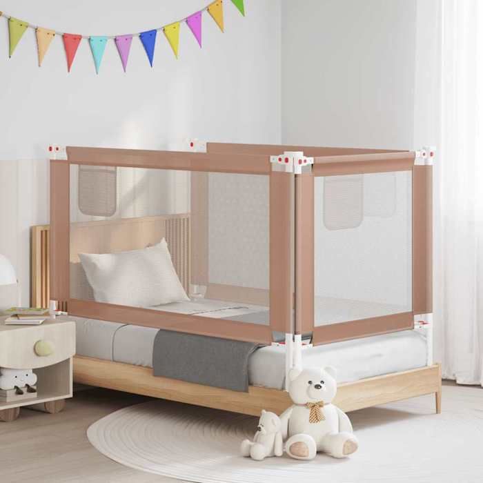 vidaXL Barrière de sécurité de lit denfant Taupe 150x25 cm Tissu 10220