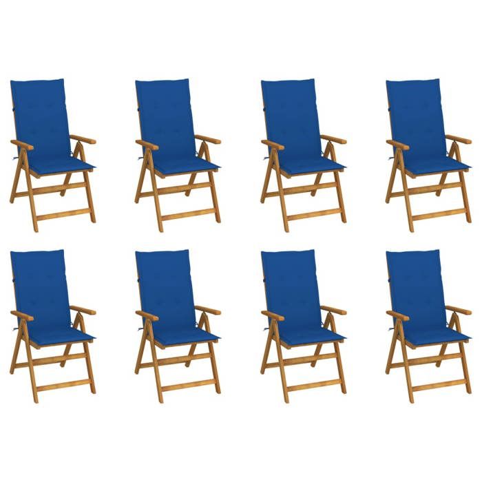 vidaXL Chaises pliables de jardin et coussins Acacia / - vue 3