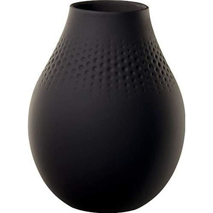 Villeroy & Boch Vase de collier noir de haut perle, Premium Porcelaine