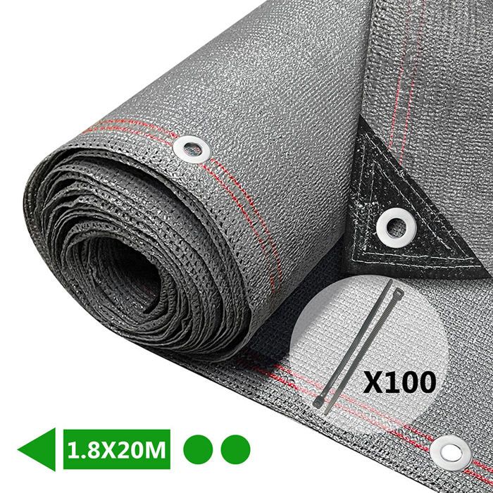 Brise Vue Occultant En HDPE 230g/m² 1.5x10m Avec Attaches De Fixation Gris Vounot