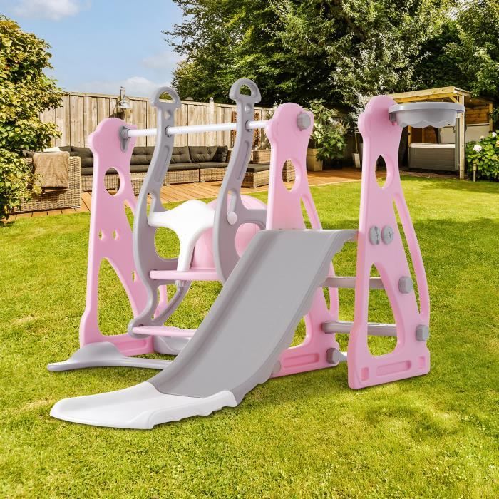 Joyz Toboggan Enfants avec Structure d'Escalade, Aire de Jeux 5 en 1 avec Panier de Basket, Télescope, Allée, Tunnel et Espace de Stockage, Intérieur et Extérieur, Dès 3 Ans, Plastique HDPE Rose Joyz Toboggan Enfants avec Structure d'Escalade, Aire de Jeux 5 en 1 avec Panier de Basket, Télescope, Allée, Tunnel et Espace de Stockage, Intérieur et Extérieur, Dès 3 Ans, Plastique HDPE Rose