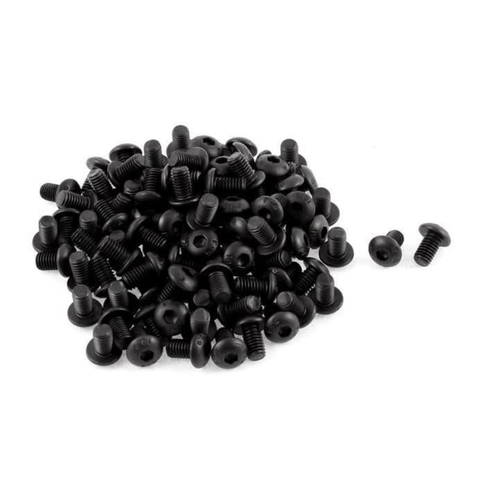 Vis à Tête Bouton 3-48 Grade 8 - Acier Allié Noir - Pour Empreinte Allen (Hex)