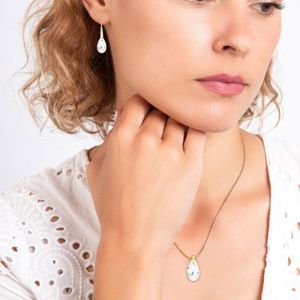 Set 2 Éléments Chaîne Boucles D'Oreilles de Bijoux Collier Émail Kanz