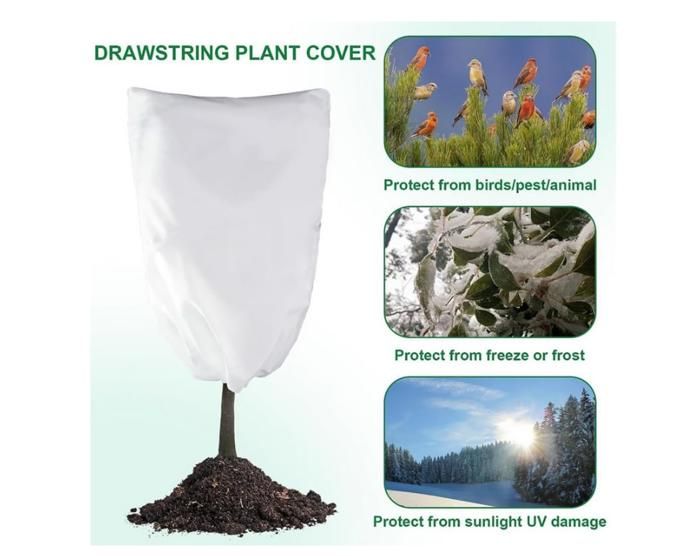 Lot De 4 Housses Hivernage Plantes Extérieur - Tissu Non Tissé Respirant, Avec Cordon De Serrage Et Zip - Protection Contre Gel Et Intempéries