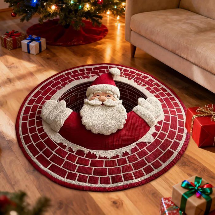 Tapis De Noël 3D Effet Illusion - 100x100 Cm - Antidérapant - Décorations Festives Pour Salon