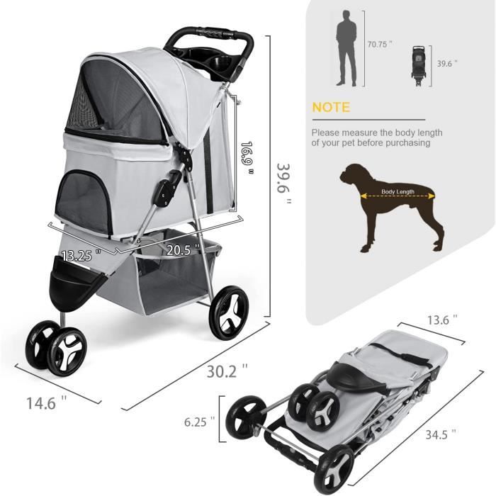 Poussette chien avec habillage pluie - Cdiscount