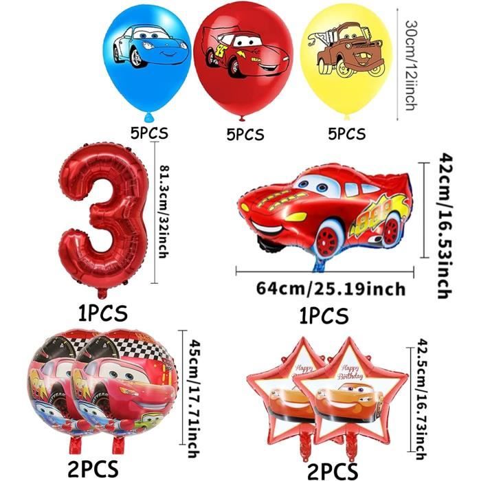 Décoration D'Anniversaire Cars, Ensemble De 104 Pièces, Ballons 3D, Nappe, Autocollants, Décoration Tourbillon, Décoration - Maison