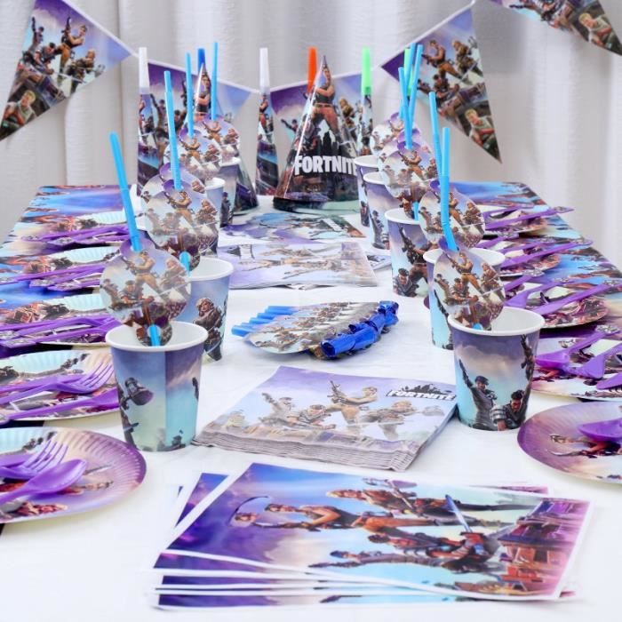 Ksopsdey Decoration Anniversaire Fortnite Jeu Vidéo Party Vaisselle Set  Soirée À Thème Fête D anniversaire Fo - Cdiscount Maison