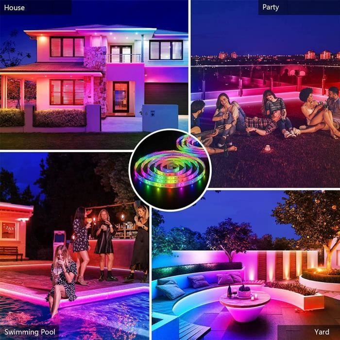 Bande LED Néon Solaire Extérieure 10m - IP65, 8 Modes, 120 LEDs/m - Pour Jardin, Cour, Fêtes