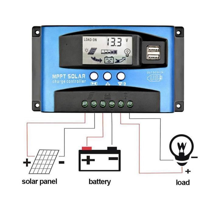 Régulateur Solaire MPPT 12V/24V 30A - Contrôleur Charge Panneau Solaire Avec LCD - IP32