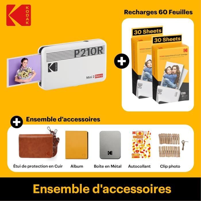 Imprimante photo portable KODAK Mini 2 Retro 4PASS (5,3 x 8,6 cm