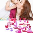 Jeu Coiffure Enfant - Princess - Kit de Petite Coiffeuse Jouet - Simulation Sèche-cheveux Peigne Miroir - Rose-2