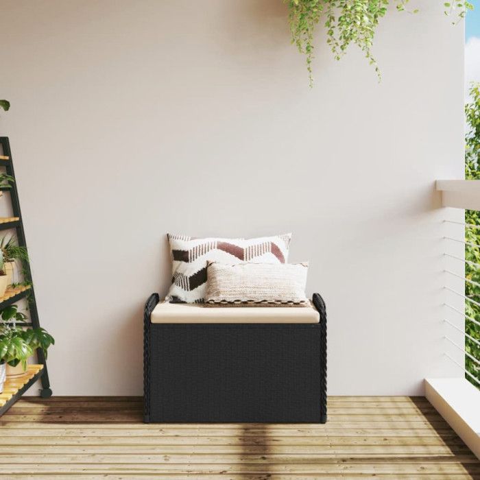 Banc De Jardin Acier Et WPC Noir 3 Places - Mobilier Extérieur Robuste Pour Terrasse Et Parc