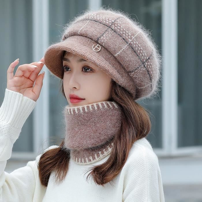 Bonnet Hiver Femme Avec Visière - Chaud, Couvre-oreilles, Style Casual Pour Ski Et Quotidien