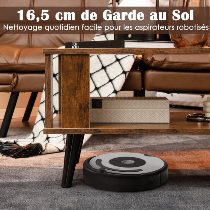Table D'Appoint Étroite COSTWAY 48x18x54.5cm - Style Industriel Avec Porte-Revues En Maille