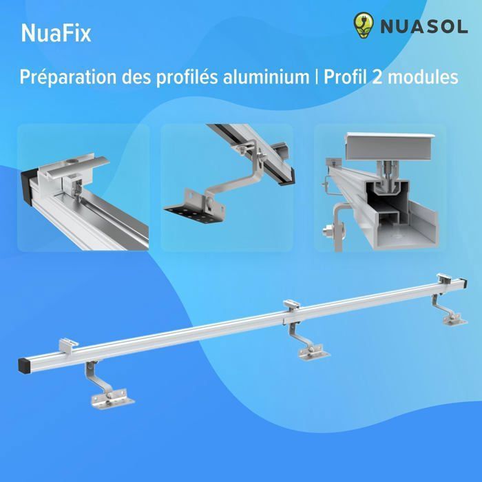TEOV Kit de montage PV toit en tuiles avec rail de montage de 1240 mm et crochet de toit, support de panneau solaire avec pince d'extrémité et pince centrale de 30 mm